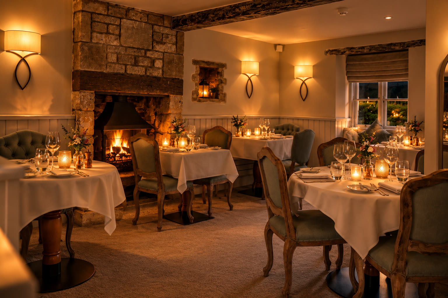 The Yew Tree restaurant by candlelight